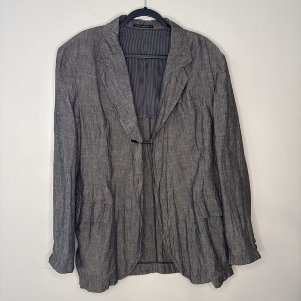 Designer Yohji Yamamoto Ys for Men Grey 100% Linen Blazer Jacket Size 3
